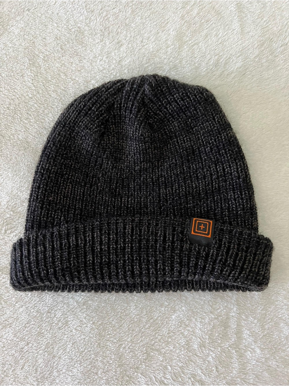 5.11 Tactical Black and Orange Patch Knit Beanie